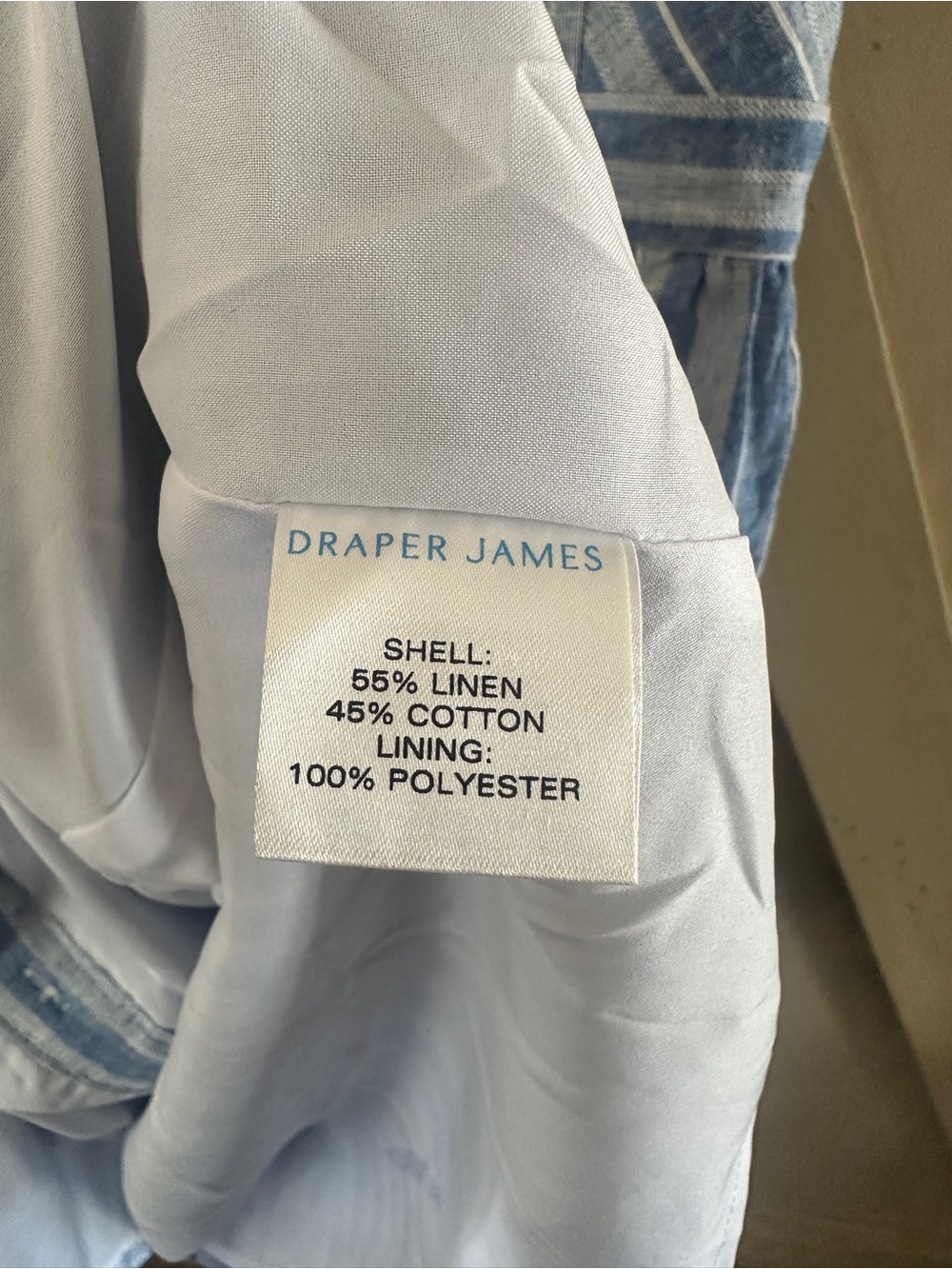 Draper James Blue White Linen Blend Stripe Button Front Midi Dress Size 10 - Picture 11 of 12